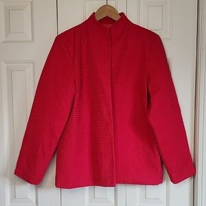 Dialogue Pink Blazer Contemporary Mandarin Collar 100% Cotton Lined Size Large